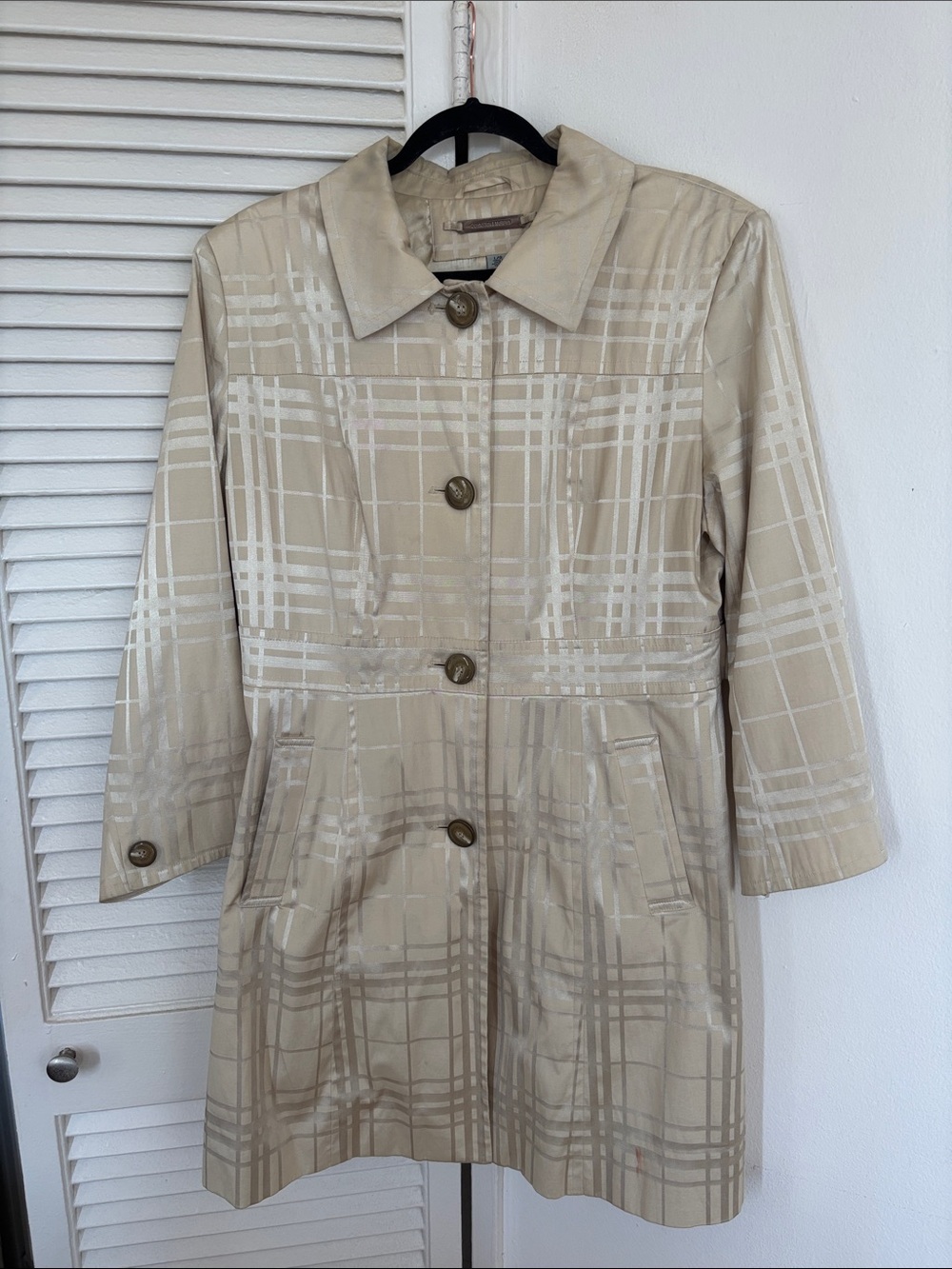 Johnston & Murphy Beige Plaid Trench Coat